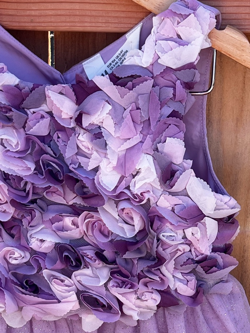 H&M tulle dress with a rosette-embellished bodice Lilac - Picture 6 of 8